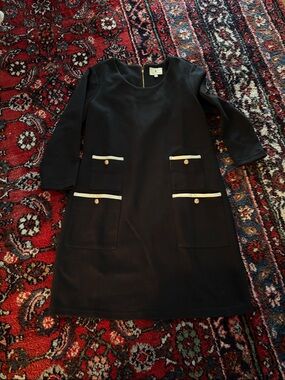 Tuckernuck Black Shift Dress with Cream Trim